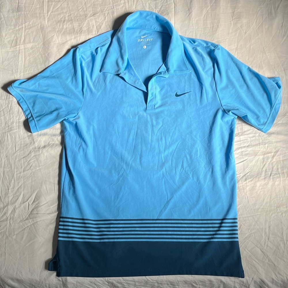 Nike Men's Dri-Fit Light Blue Golf Polo Shirt Large